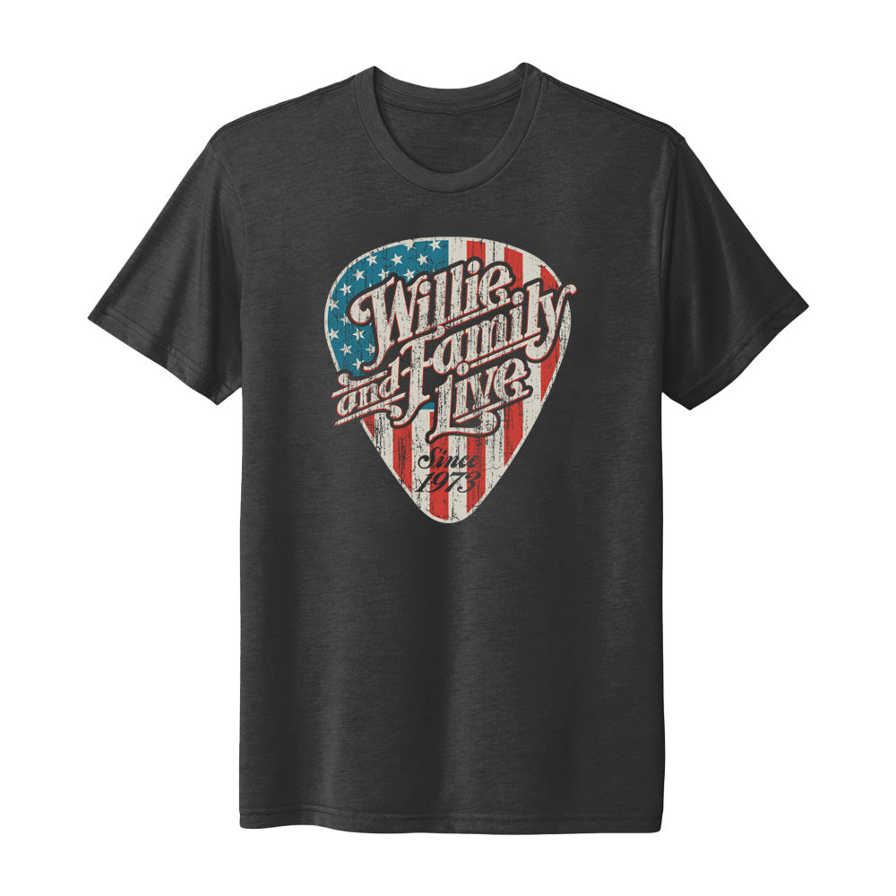 Willie and Family Live 1973 Guitar Pick Logo T-Shirt
