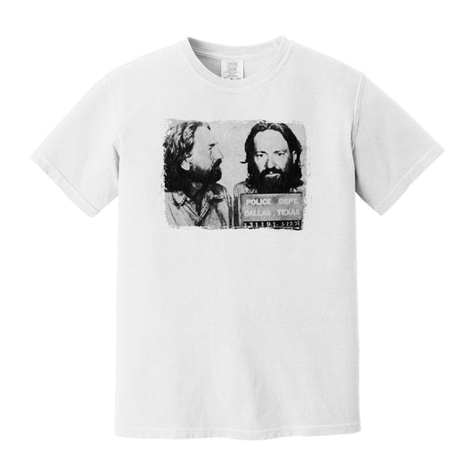 Willie Nelson Mugshot Profile T-Shirt - White