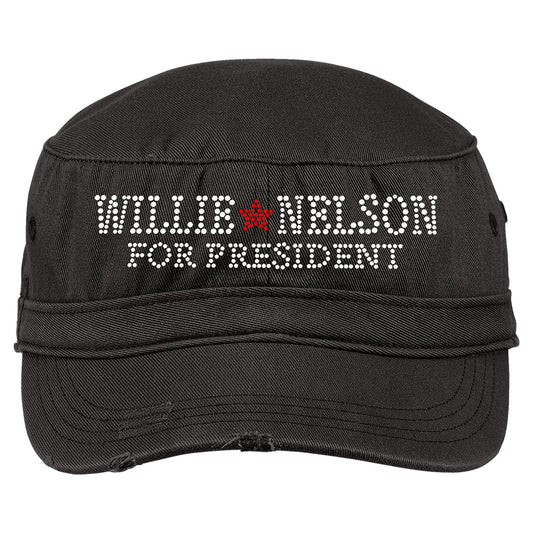 Willie Nelson For President Black Crystal Hat