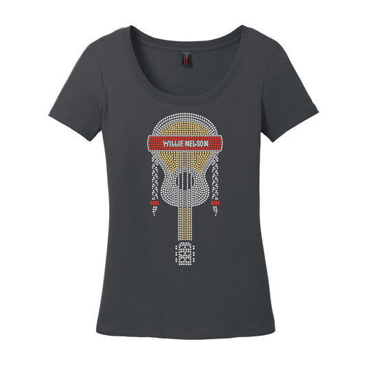 Official Willie Nelson Braids Guitar Crystal Tee